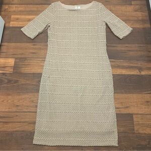 Tacera Beige Lacey, Stretch Cute Dress Women’s Size M